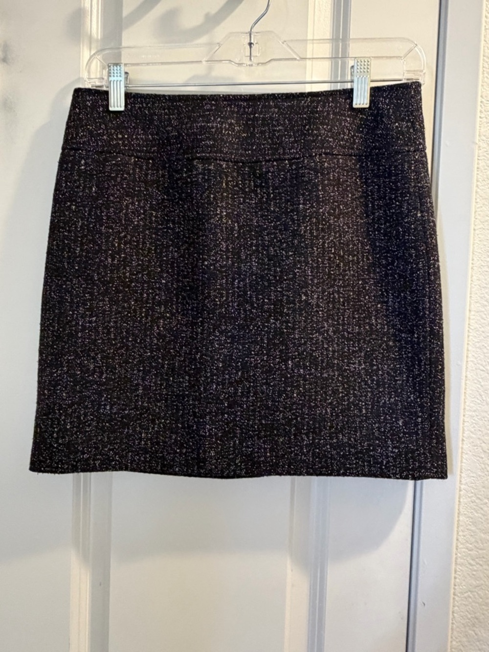 Calvin Klein Black Tweed Mini Skirt with Metallic Threading